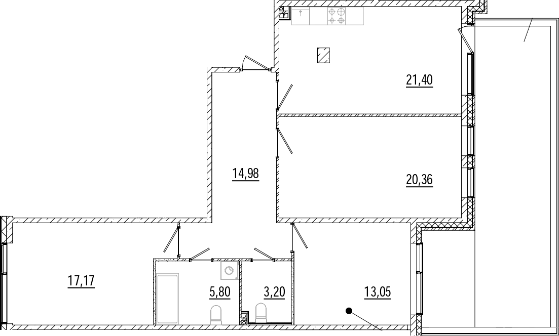 3-комнатная квартира 105.55 м², 1/9 эт., ЖК «Мануфактура James Beck»
